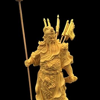 関羽の木彫り彫刻 Amazon.co.jp: 三国志 置物 関羽像 高級天然ツゲ木彫り 置物